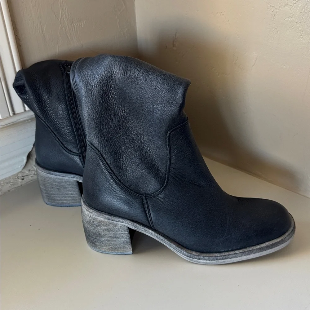 Free People Black Leather Knee-High Boots